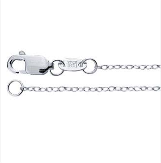 a detailed image of the clasp and jump ring of a sterling silver simple chain.