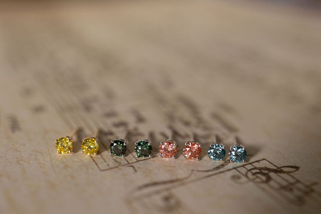 Lab Created Colored Diamond Studs